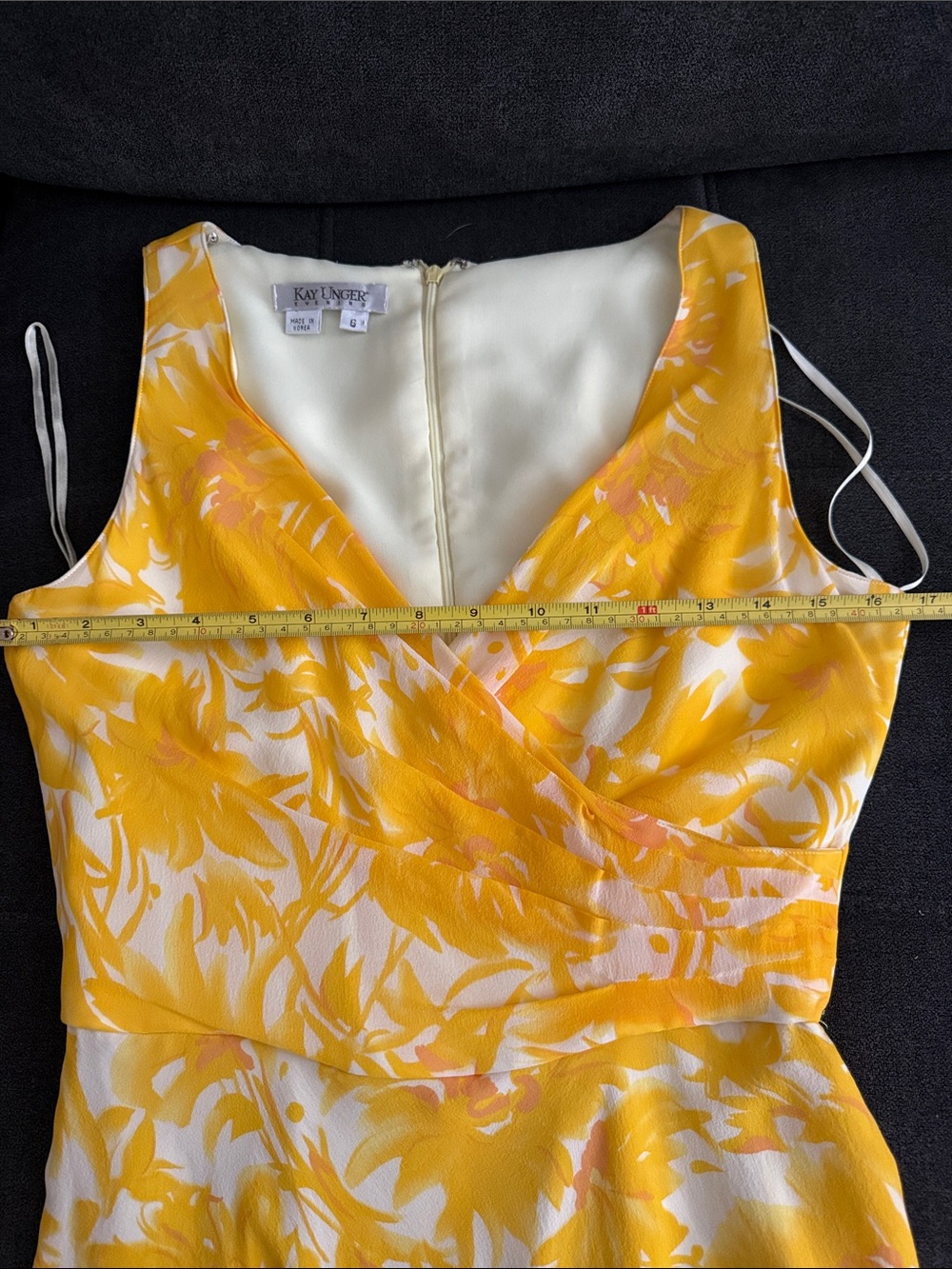 Kay Unger Evenings 100% Silk Yellow Dress EUC - Picture 8 of 8